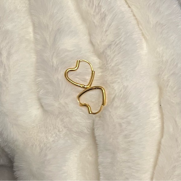 18k Gold Plated Heart Hoops - Picture 6 of 6